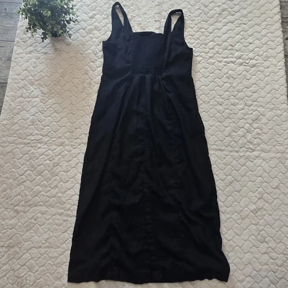 Old Navy Black Linen-Blend Squareneck Midi-Dress, Size Medium - Picture 5 of 7